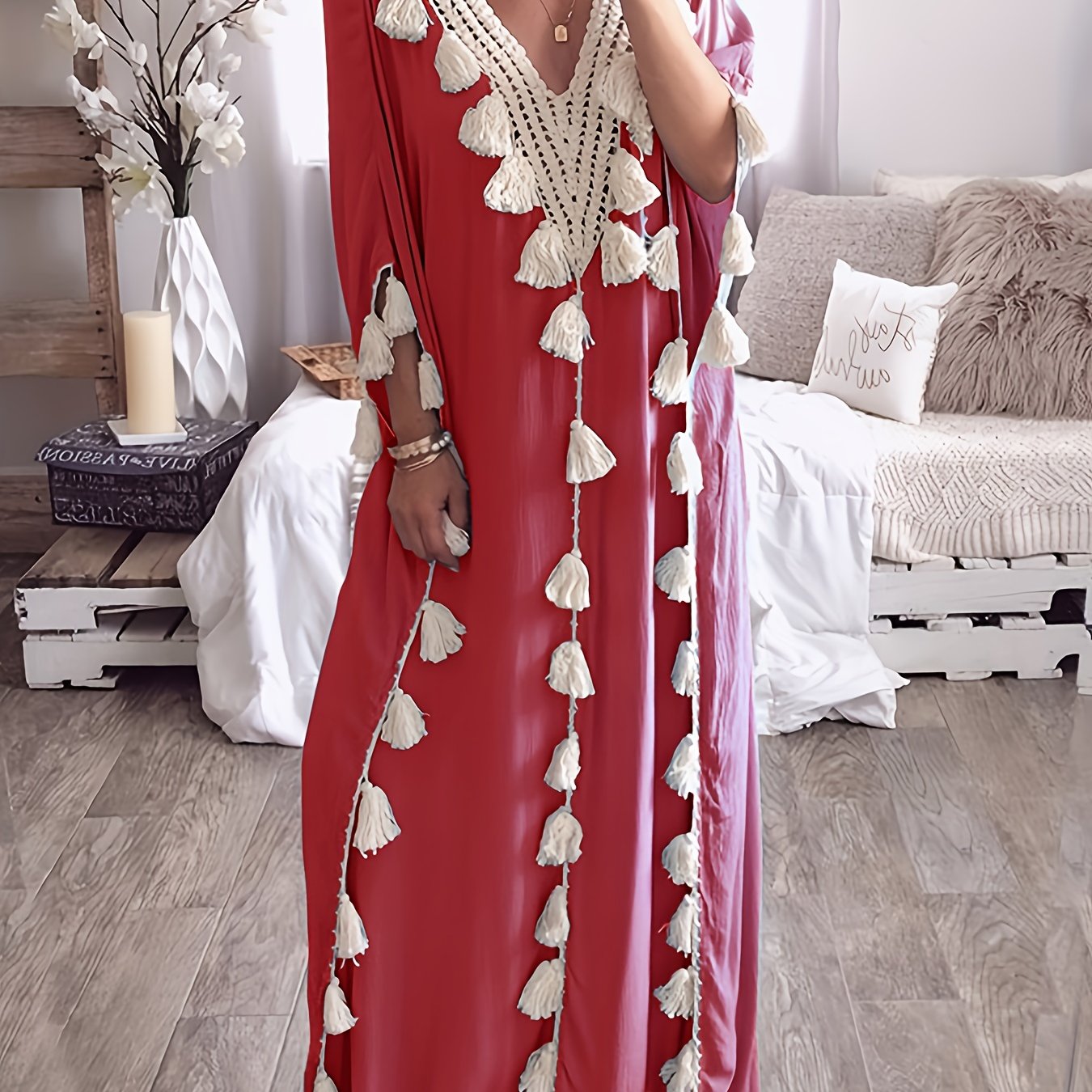 Caftan Femme à pompons