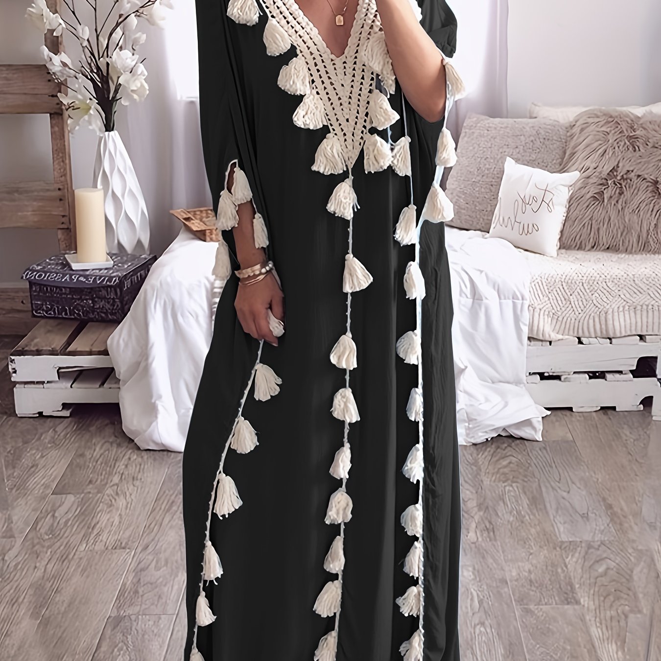 Caftan Femme à pompons